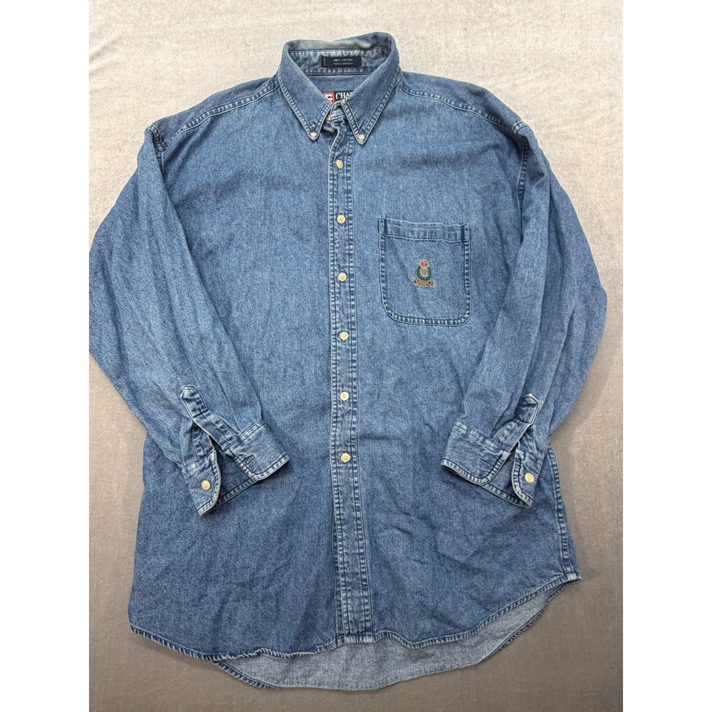 Vintage Chaps Ralph Lauren 100% Cotton Denim Button Up Shirt Long Sleeve Large